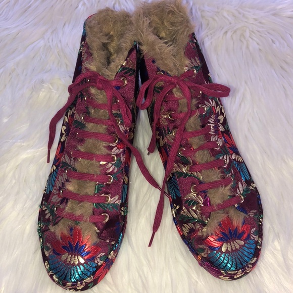JOIE floral Embroidered silk high top sneakers NWT - Picture 5 of 8